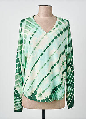 Pull col v manches longues vert REPEAT femme