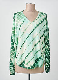 Pull stretch manches longues vert REPEAT femme