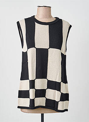 Pull coupe cintrée sans manche noir MAX MARA femme