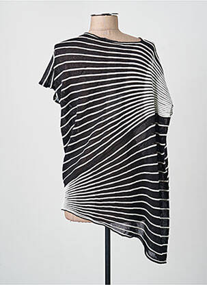 Pull tunique coupe forme déstructurée manches courtes noir PIER ANTONIO GASPARI femme