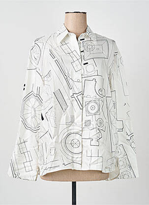 Chemisier imprimé fantaisie manches longues blanc MAX MARA femme