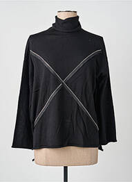 Pull col roulé maille souple et aérée manches longues noir PIER ANTONIO GASPARI femme