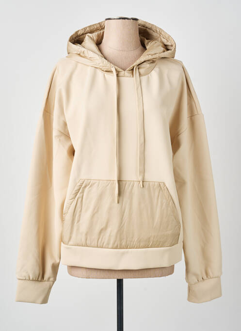 Sweat-shirt à capuche stretch manches longues beige MAX MARA femme