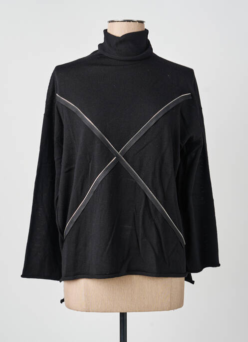 Pull col roulé maille souple et aérée manches longues noir PIER ANTONIO GASPARI femme