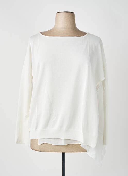 Pull tunique col rond manches 3/4 blanc PIER ANTONIO GASPARI femme