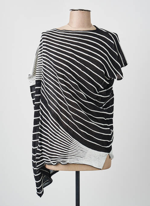 Pull tunique coupe forme déstructurée manches courtes noir PIER ANTONIO GASPARI femme