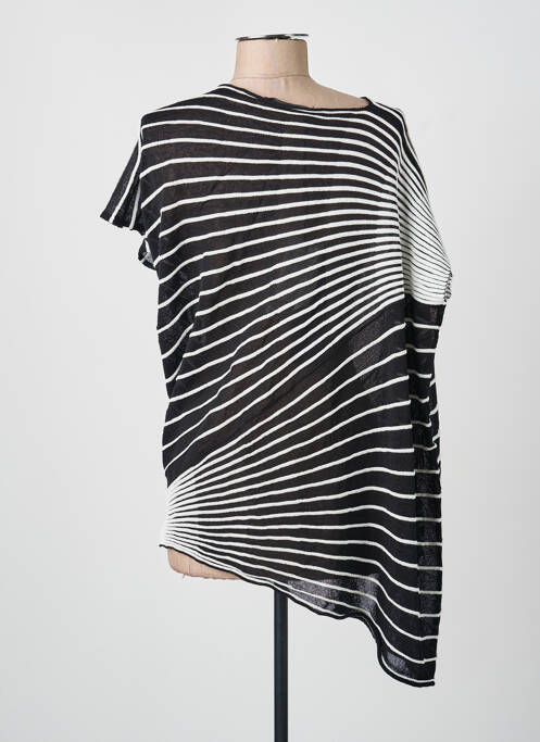 Pull tunique coupe forme déstructurée manches courtes noir PIER ANTONIO GASPARI femme