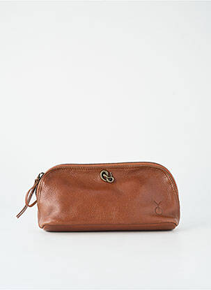 Pochette fermeture zippée marron YOLETE femme