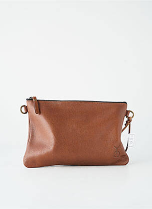 Pochette fermeture zippée marron YOLETE femme