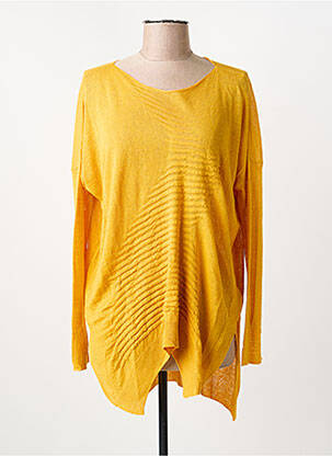 Pull tunique stretch manches longues jaune PIER ANTONIO GASPARI femme