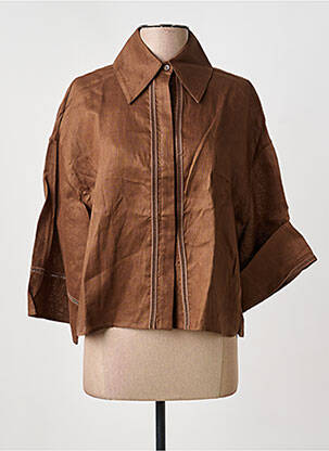 Chemisier tissage crêpe manches 3/4 marron MAX MARA femme