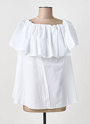 Blouse tissage popeline manches courtes blanc MAX MARA femme