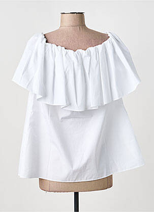 Blouse tissage popeline manches courtes blanc MAX MARA femme