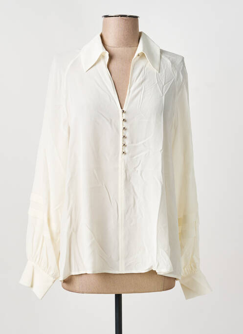 Blouse poignets boutonnés avec fente manches longues beige MAX MARA femme