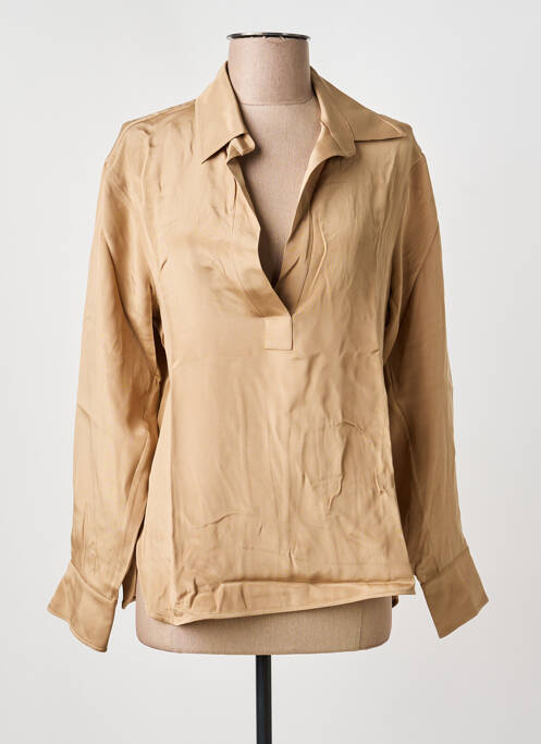 Blouse poignets boutonnés avec fente manches longues marron MAX MARA femme