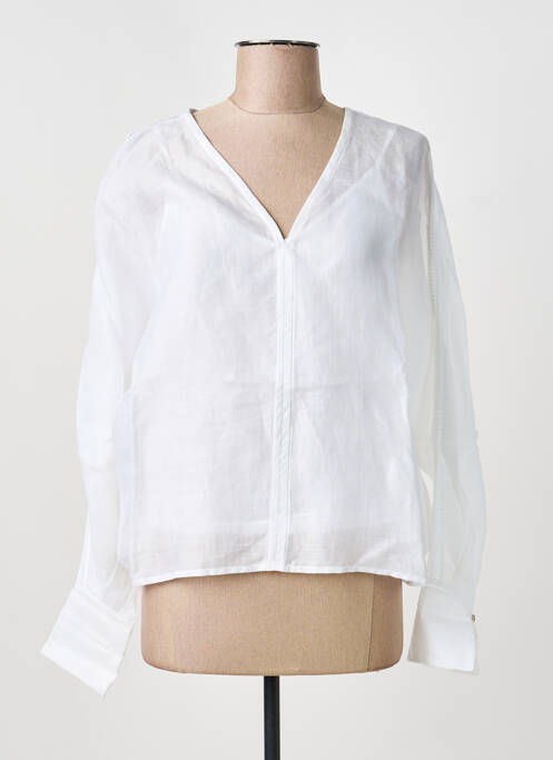 Blouse poignets boutonnés avec fente manches longues blanc MAXMARA femme