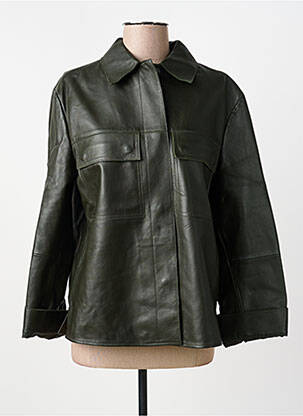 Veste en cuir poignets pressionnés vert WEEKEND MAXMARA femme