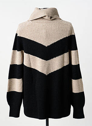 Pull col roulé tissage côtelé manches longues bleu REPEAT femme