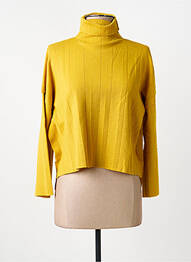 Pull col roulé maille souple et aérée manches 3/4 jaune PIER ANTONIO GASPARI femme