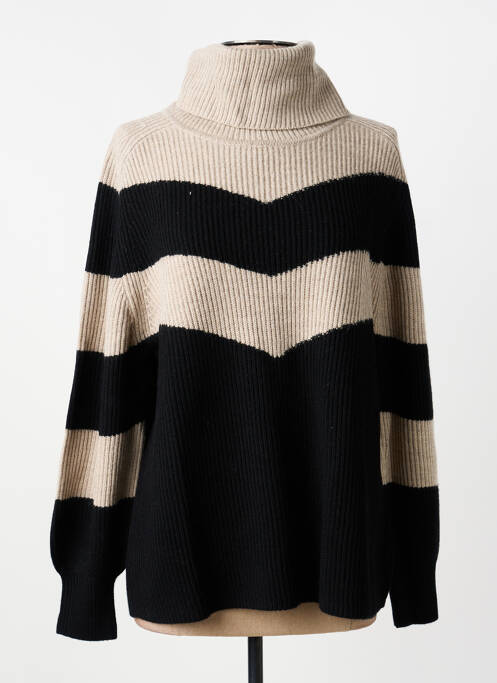 Pull col roulé tissage côtelé manches longues bleu REPEAT femme