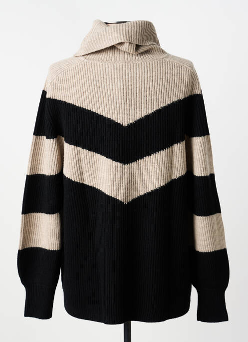 Pull col roulé tissage côtelé manches longues bleu REPEAT femme