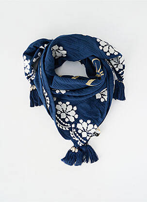 Foulard finition franges bleu WILD femme