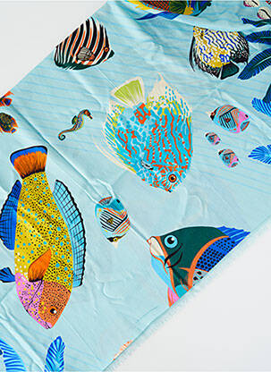 Paréo finition franges bleu WILD femme