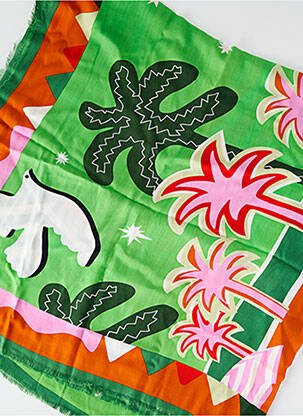 Paréo finition franges vert WILD femme