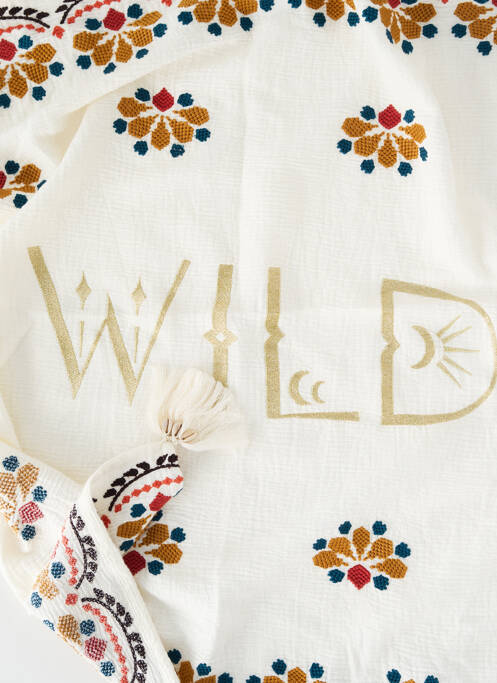 Foulard broderie perles beige WILD femme