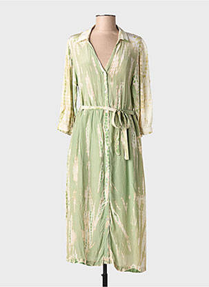 Robe mi-longue imprimé fantaisie manches longues vert MKT STUDIO femme