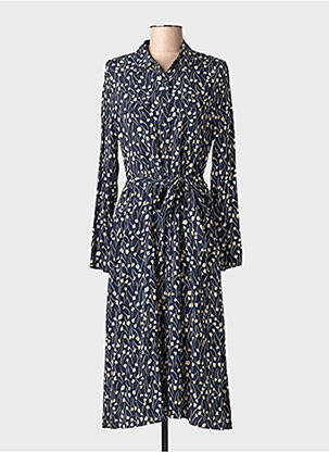 Robe mi-longue imprimé fantaisie manches longues bleu HARRIS WILSON femme