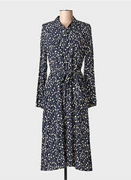 Robe mi-longue imprimé fantaisie manches longues bleu HARRIS WILSON femme