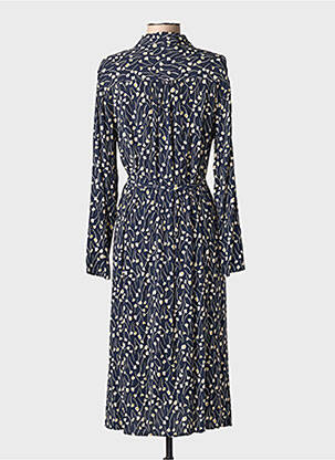 Robe mi-longue imprimé fantaisie manches longues bleu HARRIS WILSON femme