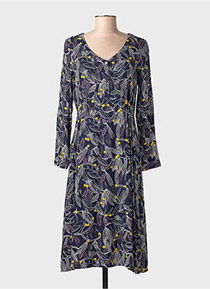 Robe mi-longue imprimé fantaisie manches longues bleu WHITE STUFF femme
