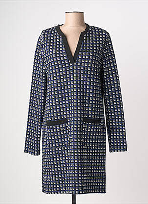 Robe mi-longue imprimé fantaisie manches longues bleu LA FEE MARABOUTEE femme