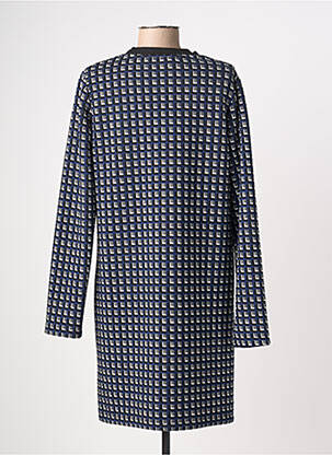 Robe mi-longue imprimé fantaisie manches longues bleu LA FEE MARABOUTEE femme