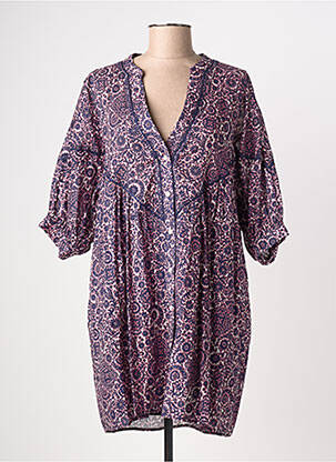 Robe courte manches 3/4 manches 3/4 bleu ORFEO femme
