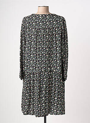 Robe mi-longue imprimé fleurs manches longues noir FIVE femme