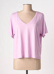 T-shirt col v manches courtes violet ABSOLUT CASHMERE femme