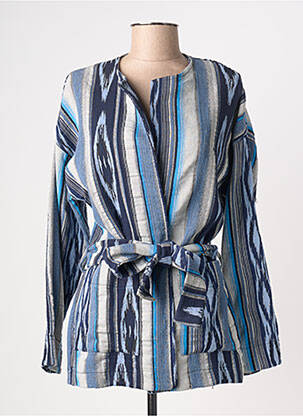 Veste casual col rond bleu LA FEE MARABOUTEE femme
