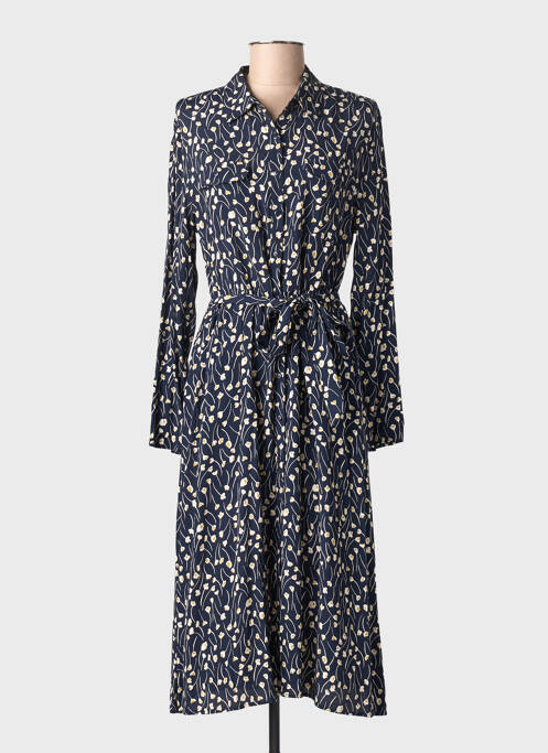 Robe mi-longue imprimé fantaisie manches longues bleu HARRIS WILSON femme