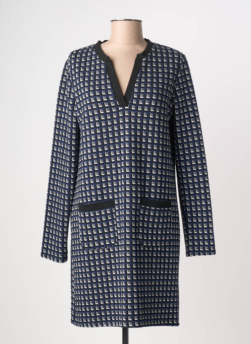 Robe mi-longue imprimé fantaisie manches longues bleu LA FEE MARABOUTEE femme