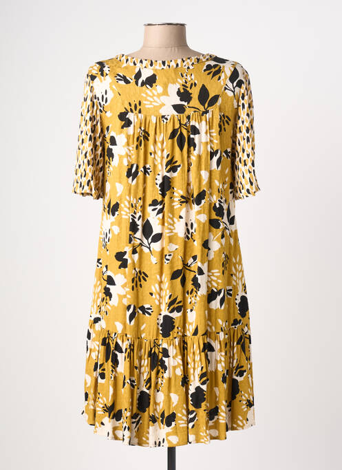 Robe courte coupe évasée manches courtes jaune LOLA ESPELETA femme