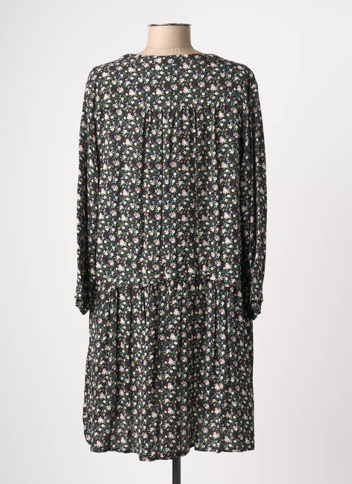 Robe mi-longue imprimé fleurs manches longues noir FIVE femme