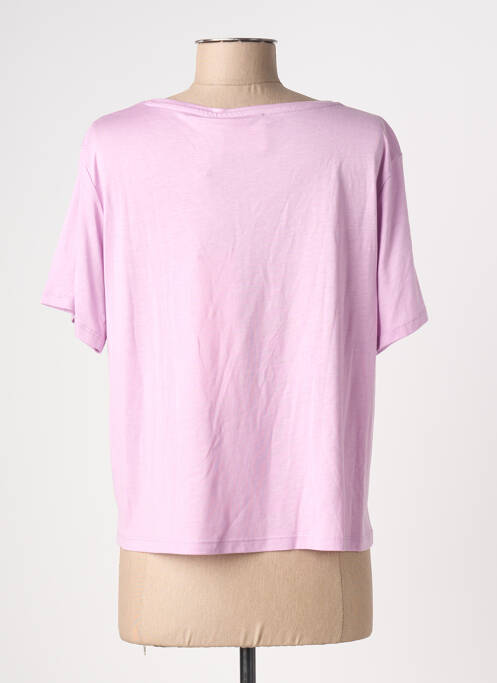 T-shirt col v manches courtes violet ABSOLUT CASHMERE femme