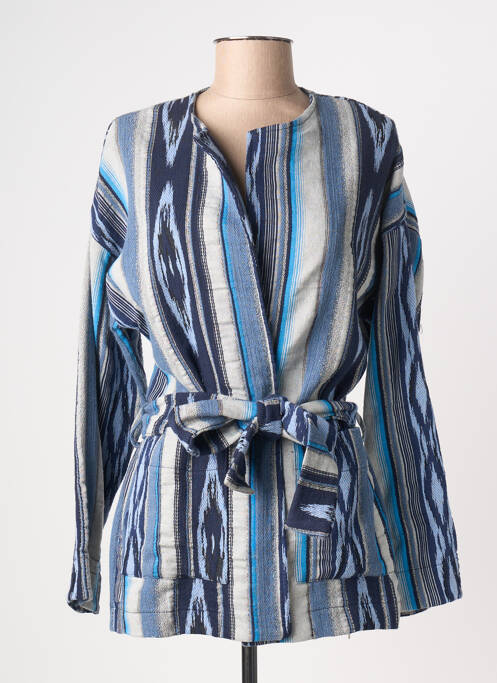 Veste casual col rond bleu LA FEE MARABOUTEE femme