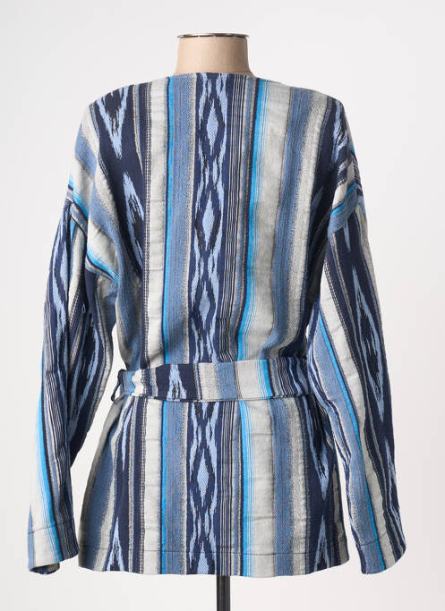 Veste casual col rond bleu LA FEE MARABOUTEE femme