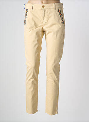 Pantalon slim tissage popeline taille normale beige HAPPY femme