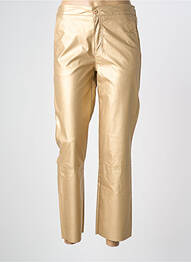 Pantalon droit fermeture zippée sous rabat boutonné taille normale or FIVE femme