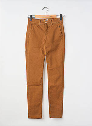 Pantalon chino tissage popeline taille normale marron HAPPY femme
